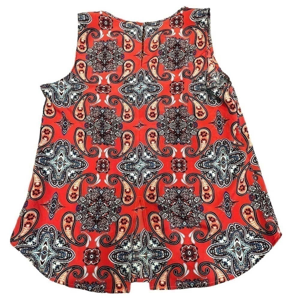 VERSE WOMEN’S Paisley Print Split Neck Sleeveless Blouse, Size Large - Picture 9 of 13
